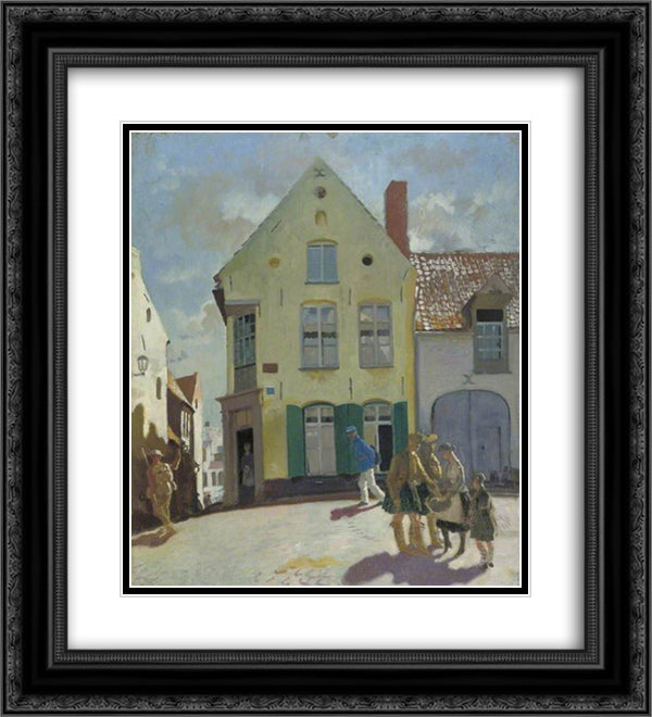 Soldiers and Peasants, Cassel 1917 20x22 Black Ornate Wood Framed Art Print Poster with Double Matting by Orpen, William