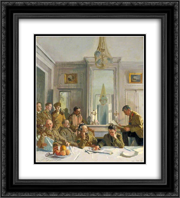 Some Members of the Allied Press Camp with Their Press Officers 1918 20x22 Black Ornate Wood Framed Art Print Poster with Double Matting by Orpen, William