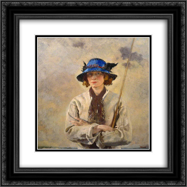 The Angler 1912 20x20 Black Ornate Wood Framed Art Print Poster with Double Matting by Orpen, William