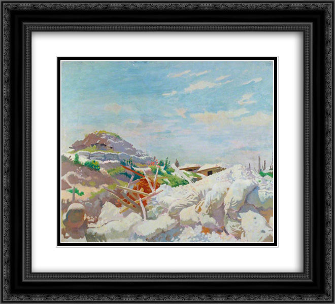 The Gunners' Shelter, Thiepval 1917 22x20 Black Ornate Wood Framed Art Print Poster with Double Matting by Orpen, William