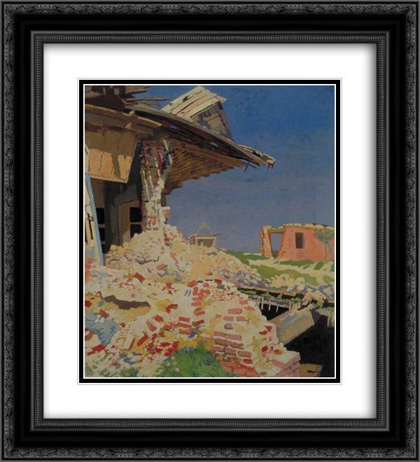 The Main Street, Combles 1917 20x22 Black Ornate Wood Framed Art Print Poster with Double Matting by Orpen, William