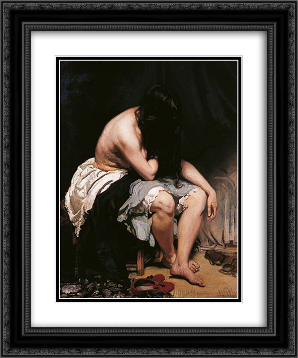 The Spanish Woman 1905 20x24 Black Ornate Wood Framed Art Print Poster with Double Matting by Orpen, William