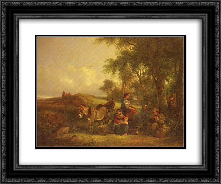 Afternoon Rest 24x20 Black Ornate Wood Framed Art Print Poster with Double Matting by Shayer, William
