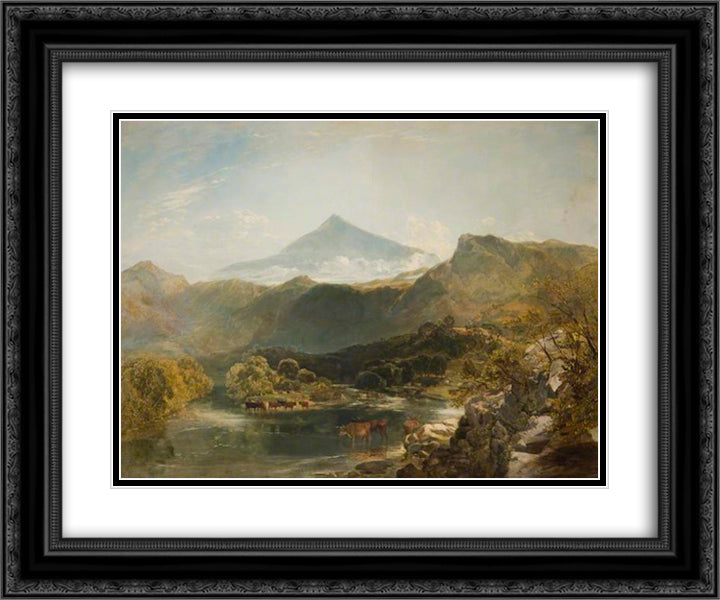 Ben Nevis and Mountain Stream 24x20 Black Ornate Wood Framed Art Print Poster with Double Matting by Shayer, William