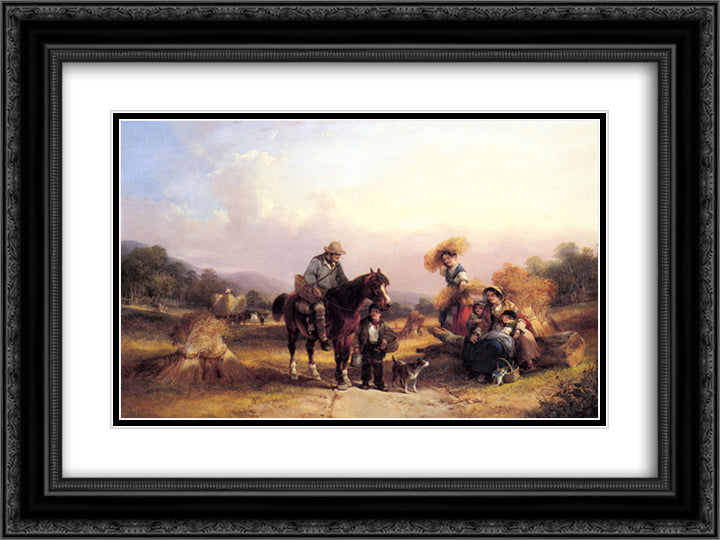 Harvesters Resting 24x18 Black Ornate Wood Framed Art Print Poster with Double Matting by Shayer, William