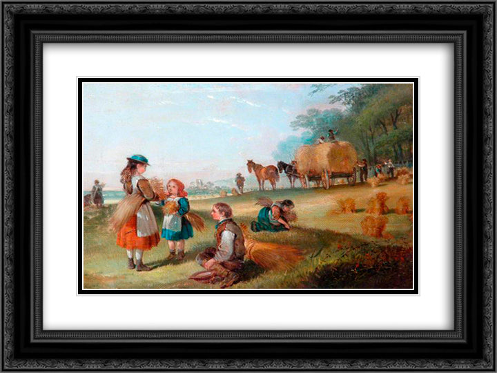 Harvesting 24x18 Black Ornate Wood Framed Art Print Poster with Double Matting by Shayer, William
