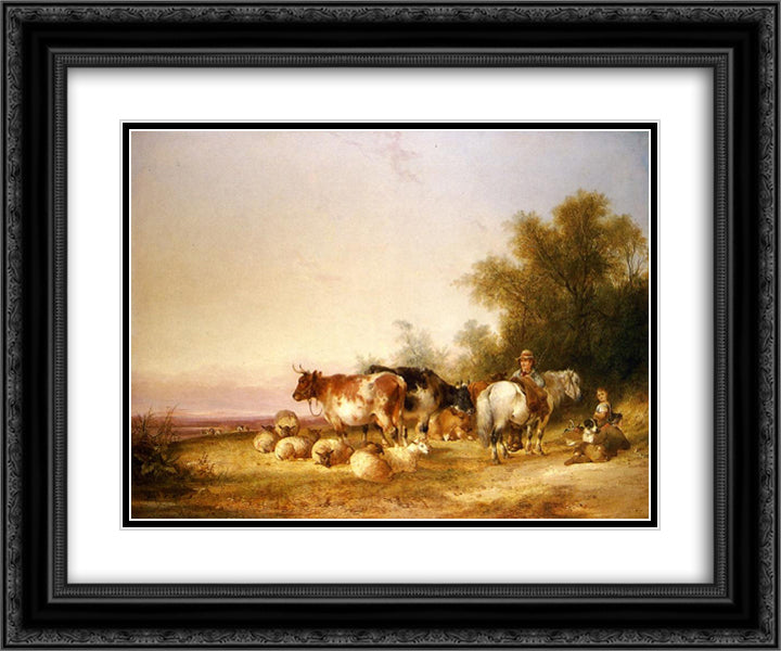 Herders Resting at Lunch 24x20 Black Ornate Wood Framed Art Print Poster with Double Matting by Shayer, William