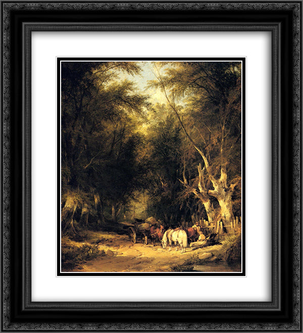 In The New Forest 20x22 Black Ornate Wood Framed Art Print Poster with Double Matting by Shayer, William