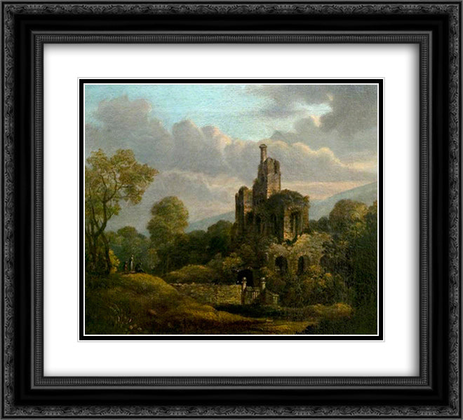 Landscape with a Ruined Castle 22x20 Black Ornate Wood Framed Art Print Poster with Double Matting by Shayer, William