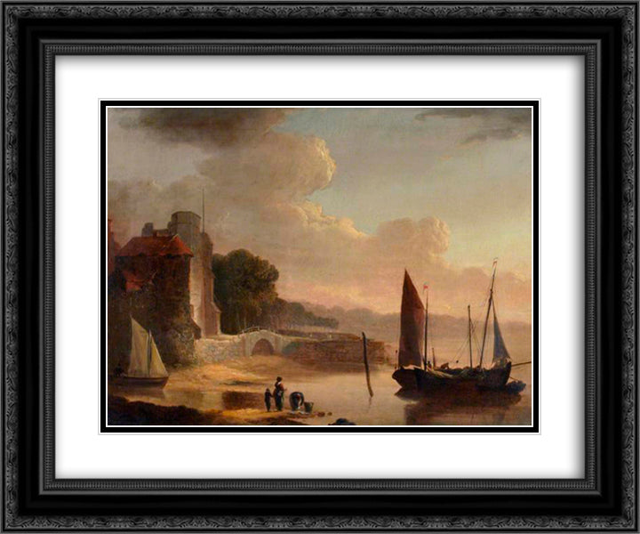 Mouth of the Old Canal 24x20 Black Ornate Wood Framed Art Print Poster with Double Matting by Shayer, William