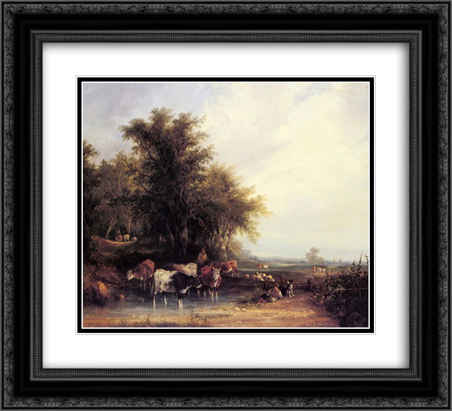Near The New Forest 22x20 Black Ornate Wood Framed Art Print Poster with Double Matting by Shayer, William