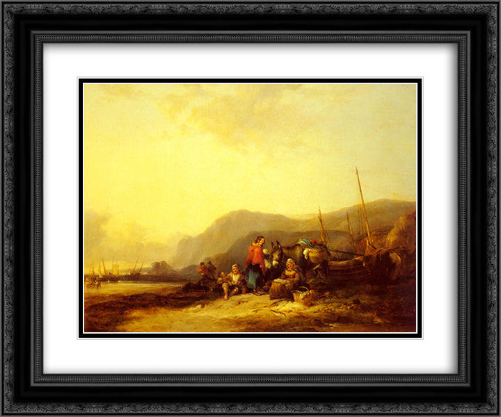 On The Hampshire Coast 24x20 Black Ornate Wood Framed Art Print Poster with Double Matting by Shayer, William