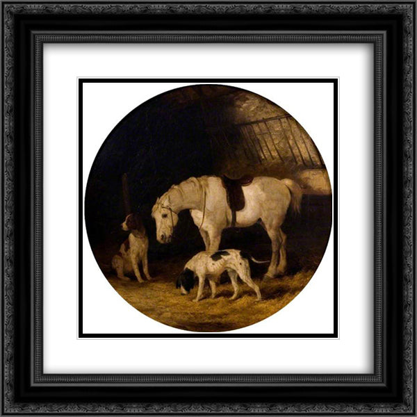 Pony and Dogs 20x20 Black Ornate Wood Framed Art Print Poster with Double Matting by Shayer, William