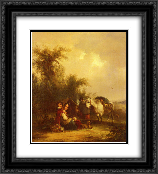 Resting Along The Trail 20x22 Black Ornate Wood Framed Art Print Poster with Double Matting by Shayer, William