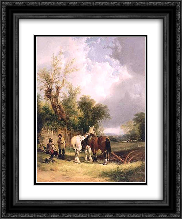 The Ploughman's Rest 20x24 Black Ornate Wood Framed Art Print Poster with Double Matting by Shayer, William