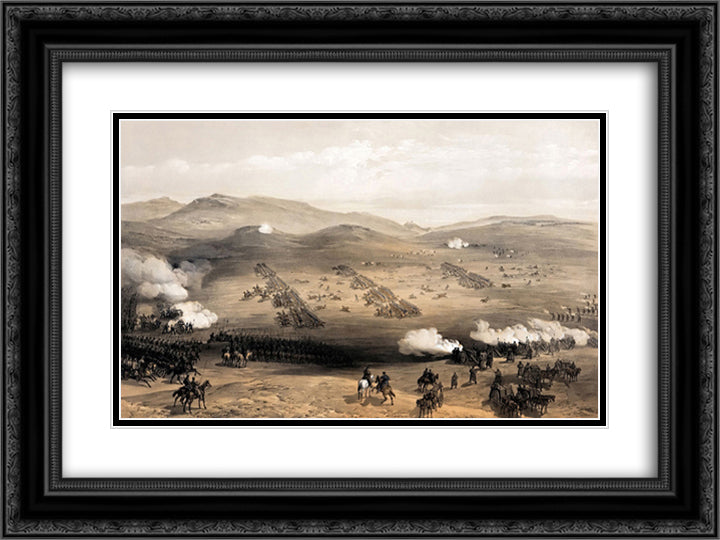 Charge of the Light Cavalry Brigade, 25th Oct. 1854, under Major General the Earl of Cardigan 24x18 Black Ornate Wood Framed Art Print Poster with Double Matting by Simpson, William