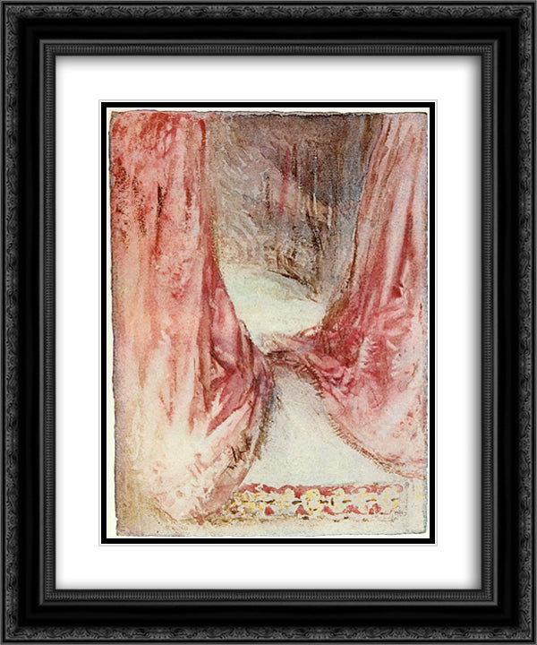 A bed, drapery study 20x24 Black Ornate Wood Framed Art Print Poster with Double Matting by Turner, William