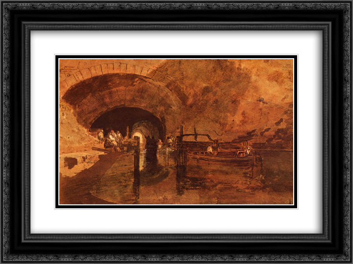 A Canal Tunnel Near Leeds 24x18 Black Ornate Wood Framed Art Print Poster with Double Matting by Turner, William