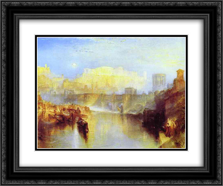 Ancient Rome Agrippina Landing with the Ashes of Germanicus 24x20 Black Ornate Wood Framed Art Print Poster with Double Matting by Turner, William