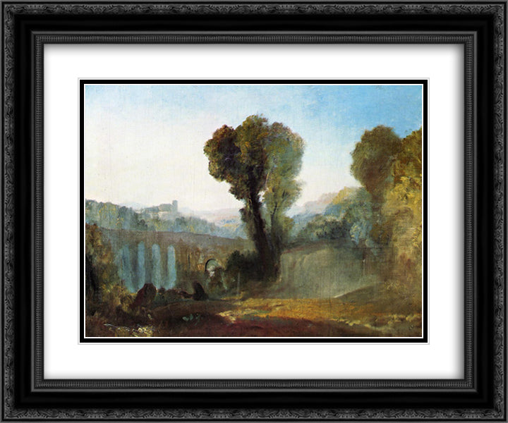 Ariccia Sunset 24x20 Black Ornate Wood Framed Art Print Poster with Double Matting by Turner, William