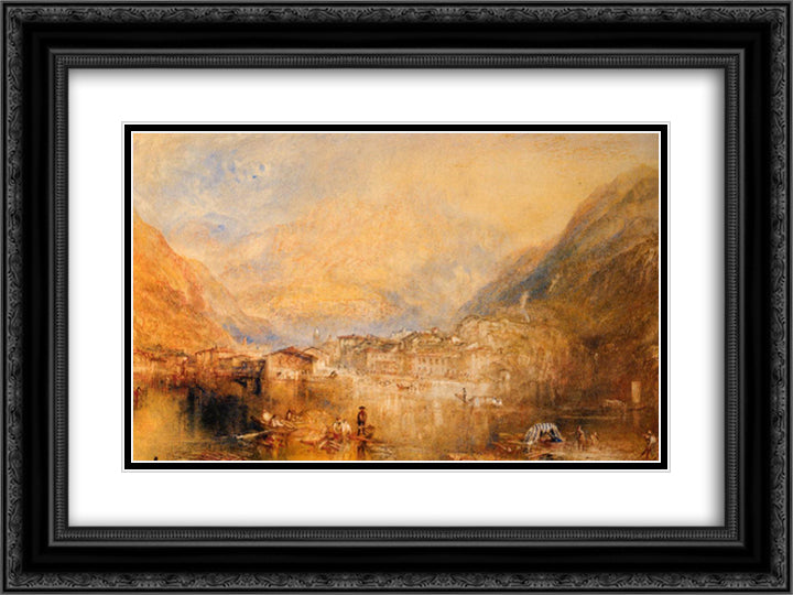 Brunnen, from the Lake of Lucerne 24x18 Black Ornate Wood Framed Art Print Poster with Double Matting by Turner, William