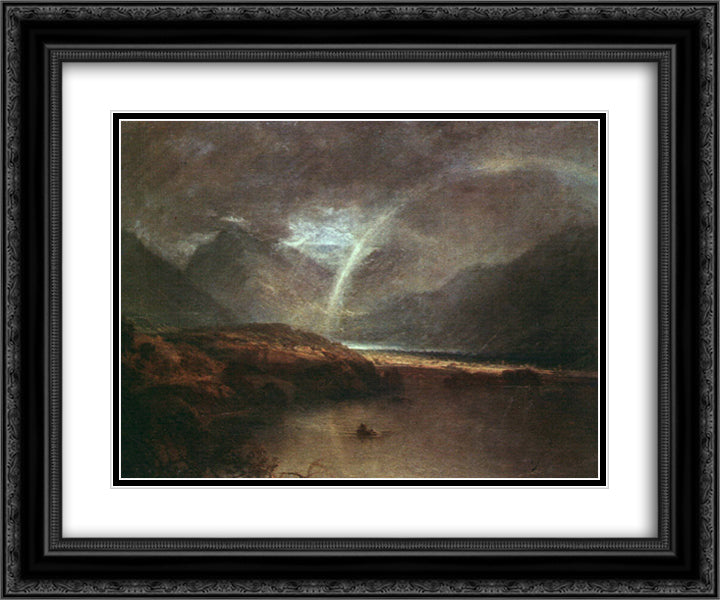 Buttermere Lake, a Shower 24x20 Black Ornate Wood Framed Art Print Poster with Double Matting by Turner, William