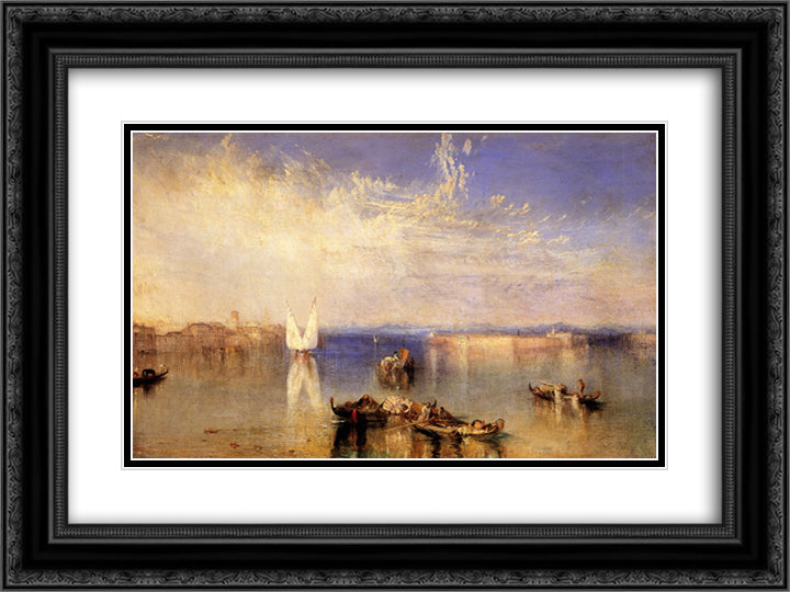 Campo Santo, Venice 24x18 Black Ornate Wood Framed Art Print Poster with Double Matting by Turner, William