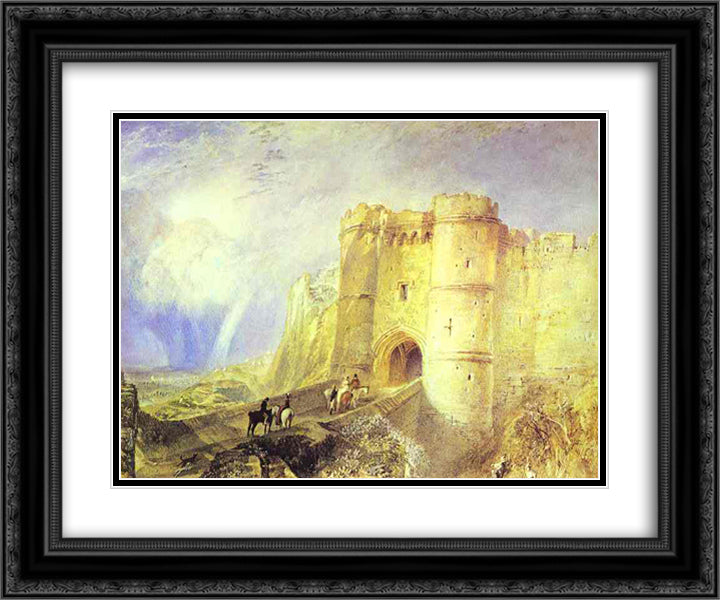 Carisbrook Castle, Isle of Wight 24x20 Black Ornate Wood Framed Art Print Poster with Double Matting by Turner, William