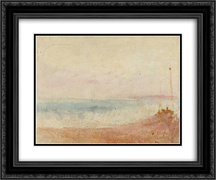 Coast Scene 24x20 Black Ornate Wood Framed Art Print Poster with Double Matting by Turner, William
