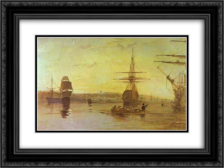 Cowes, Isle of Wight 24x18 Black Ornate Wood Framed Art Print Poster with Double Matting by Turner, William