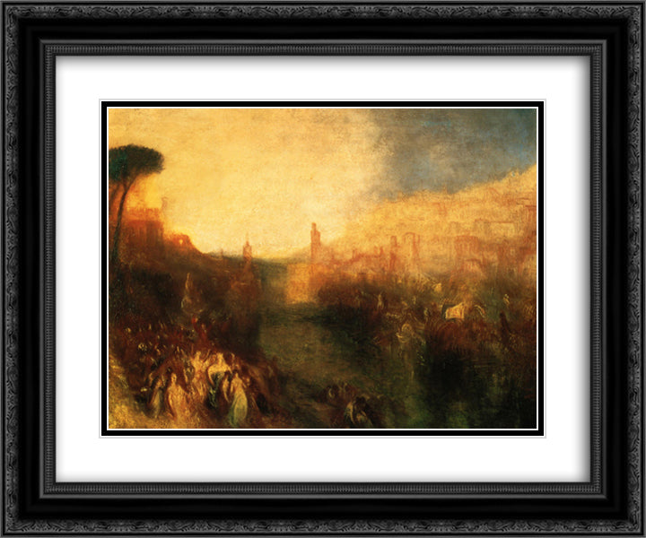 Departure of the Fleet 24x20 Black Ornate Wood Framed Art Print Poster with Double Matting by Turner, William