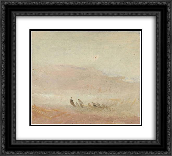 Figures on a Beach 22x20 Black Ornate Wood Framed Art Print Poster with Double Matting by Turner, William