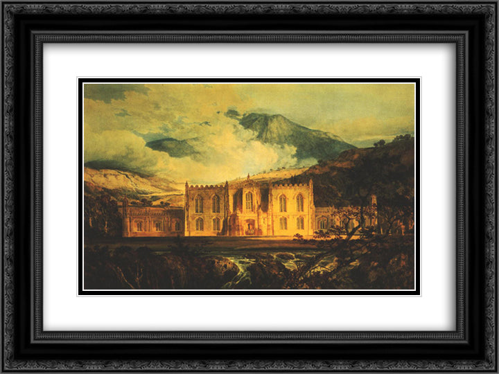 Hafod 24x18 Black Ornate Wood Framed Art Print Poster with Double Matting by Turner, William