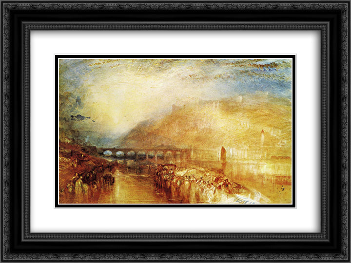 Heidelberg 24x18 Black Ornate Wood Framed Art Print Poster with Double Matting by Turner, William