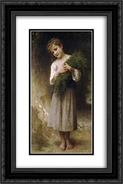 Back Fields 16x24 Black Ornate Wood Framed Art Print Poster with Double Matting by Bouguereau, William Adolphe