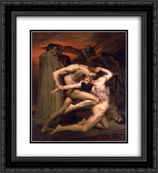 Dante and Virgil in Hell 20x22 Black Ornate Wood Framed Art Print Poster with Double Matting by Bouguereau, William Adolphe