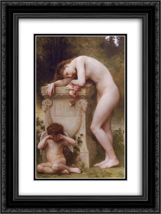 Elegy 18x24 Black Ornate Wood Framed Art Print Poster with Double Matting by Bouguereau, William Adolphe