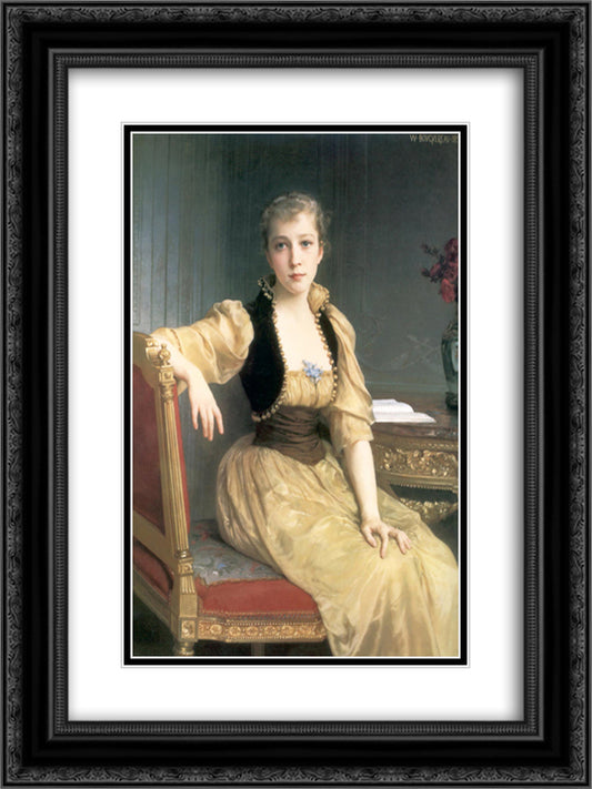 Lady Maxwell 18x24 Black Ornate Wood Framed Art Print Poster with Double Matting by Bouguereau, William Adolphe