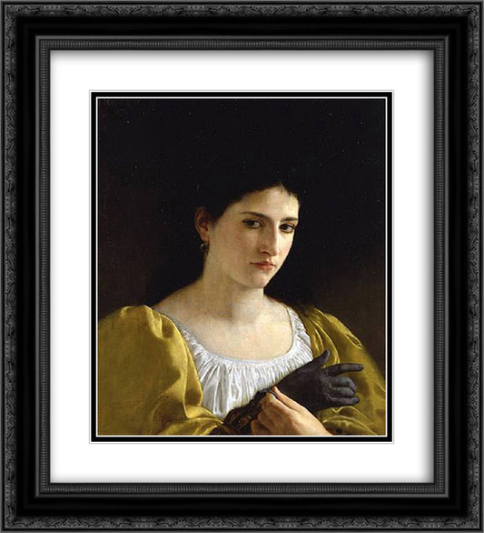 Lady with Glove 20x22 Black Ornate Wood Framed Art Print Poster with Double Matting by Bouguereau, William Adolphe