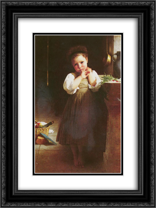 Little sulky 18x24 Black Ornate Wood Framed Art Print Poster with Double Matting by Bouguereau, William Adolphe
