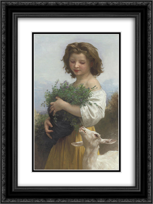 Little Esmeralda 18x24 Black Ornate Wood Framed Art Print Poster with Double Matting by Bouguereau, William Adolphe