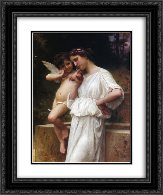 Love`s Scerets 20x24 Black Ornate Wood Framed Art Print Poster with Double Matting by Bouguereau, William Adolphe