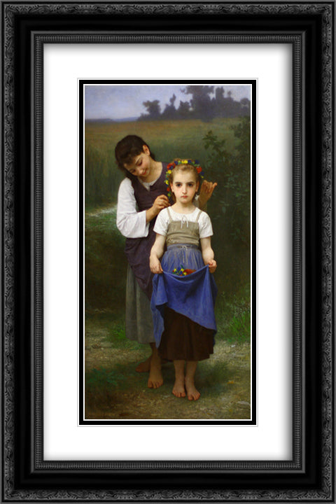 Parure des Champs 16x24 Black Ornate Wood Framed Art Print Poster with Double Matting by Bouguereau, William Adolphe