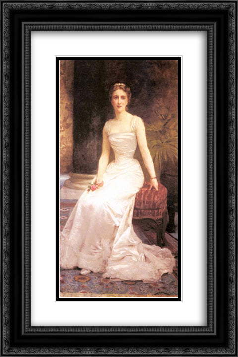 Portrait of Madame Olry Roederer 16x24 Black Ornate Wood Framed Art Print Poster with Double Matting by Bouguereau, William Adolphe