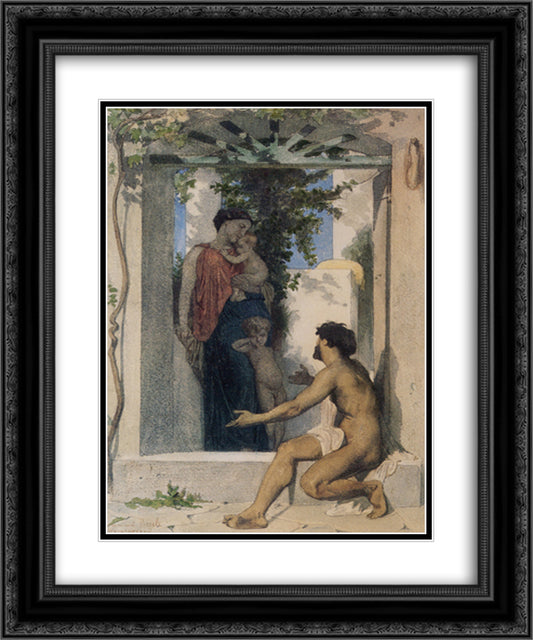 Roman Charity 20x24 Black Ornate Wood Framed Art Print Poster with Double Matting by Bouguereau, William Adolphe