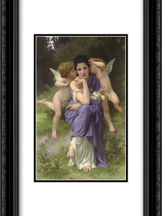 Songs of Spring 18x24 Black Ornate Wood Framed Art Print Poster with Double Matting by Bouguereau, William Adolphe