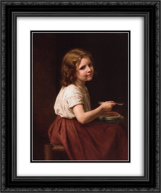 Soup 20x24 Black Ornate Wood Framed Art Print Poster with Double Matting by Bouguereau, William Adolphe