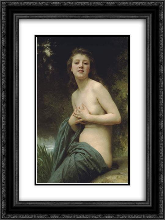 Spring Breeze 18x24 Black Ornate Wood Framed Art Print Poster with Double Matting by Bouguereau, William Adolphe
