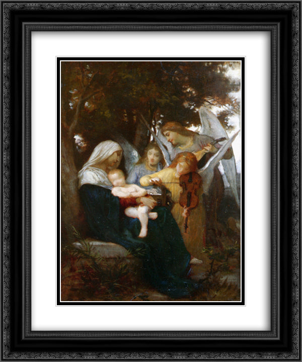 Study for Vierge aux anges 20x24 Black Ornate Wood Framed Art Print Poster with Double Matting by Bouguereau, William Adolphe