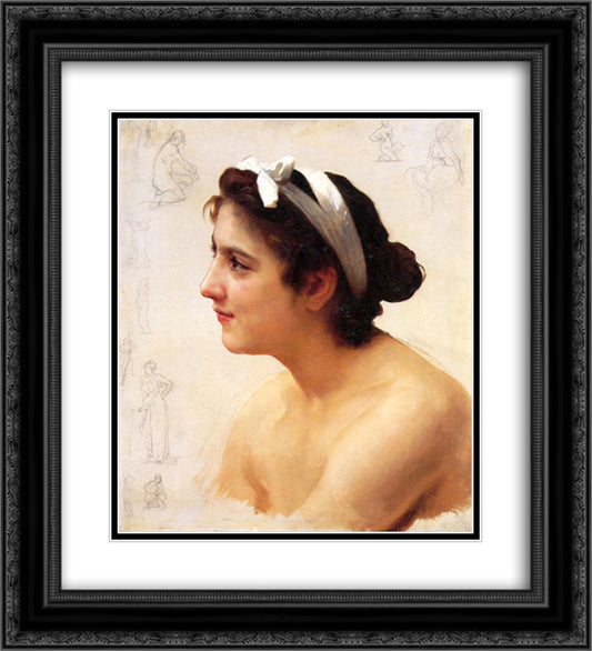 Study Of A Woman For Offering To Love 20x22 Black Ornate Wood Framed Art Print Poster with Double Matting by Bouguereau, William Adolphe